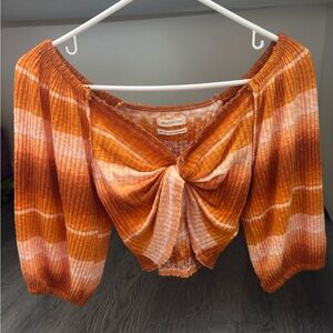 Urban Outfitters Orange Puff Sleeve Blouse
